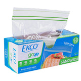 Bolsas Resellables Tamaño Sándwich Ekco Go de 50 Piezas con Doble Cierre #29366