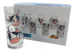Juego de 6 vasos  vaca leche  crisa no. 8360. #15180