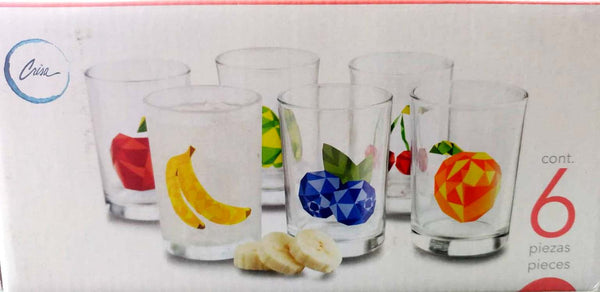 Juego De 6 Vasos De Vidrio Decorado Crisa