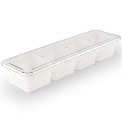 CAJA DE 4 DIVISIONES DE PLÁSTICO PARA SERVICIO DE BARRA CON TAPA #12309