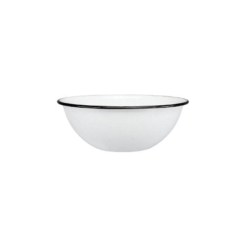 Tazón bola 14 cm s/anillo blanco jaspeado filo negro #19937.