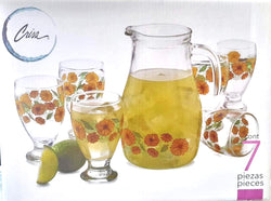 Juego de jarra y 6 vasos girasoles Crisa #141039.
